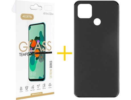 Kit Funda + Protector de Pantalla Xiaomi Redmi 9C ACCETEL Liso (Negro)