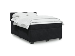 Cama Box Spring Con Colchón Terciopelo Negro 140x190 Cm