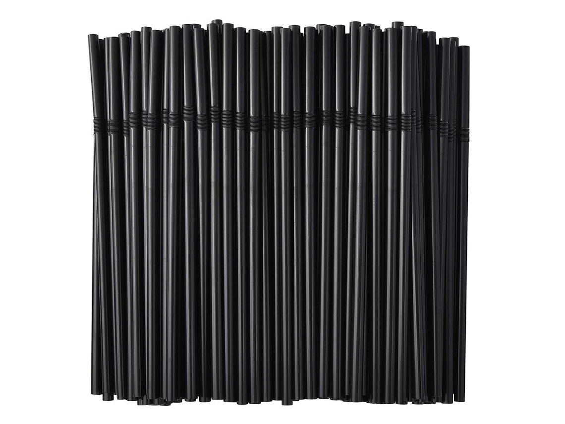 Paquete de 500 pajitas flexibles de plástico negro para beber, 6 mm de diámetro, Neveance