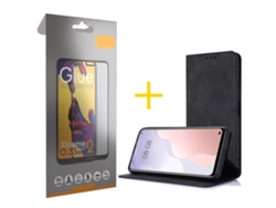 Pack 1 X Película de Vidrio Templado Full + Funda SKYHE por TCL 408 Flip Cover PRM Negro