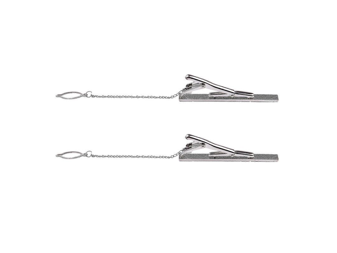 2026-2 Clips De Corbata De Acero Inoxidable Tono Plata Práctico Para Hombres Con Resorte Y Diseño Simple