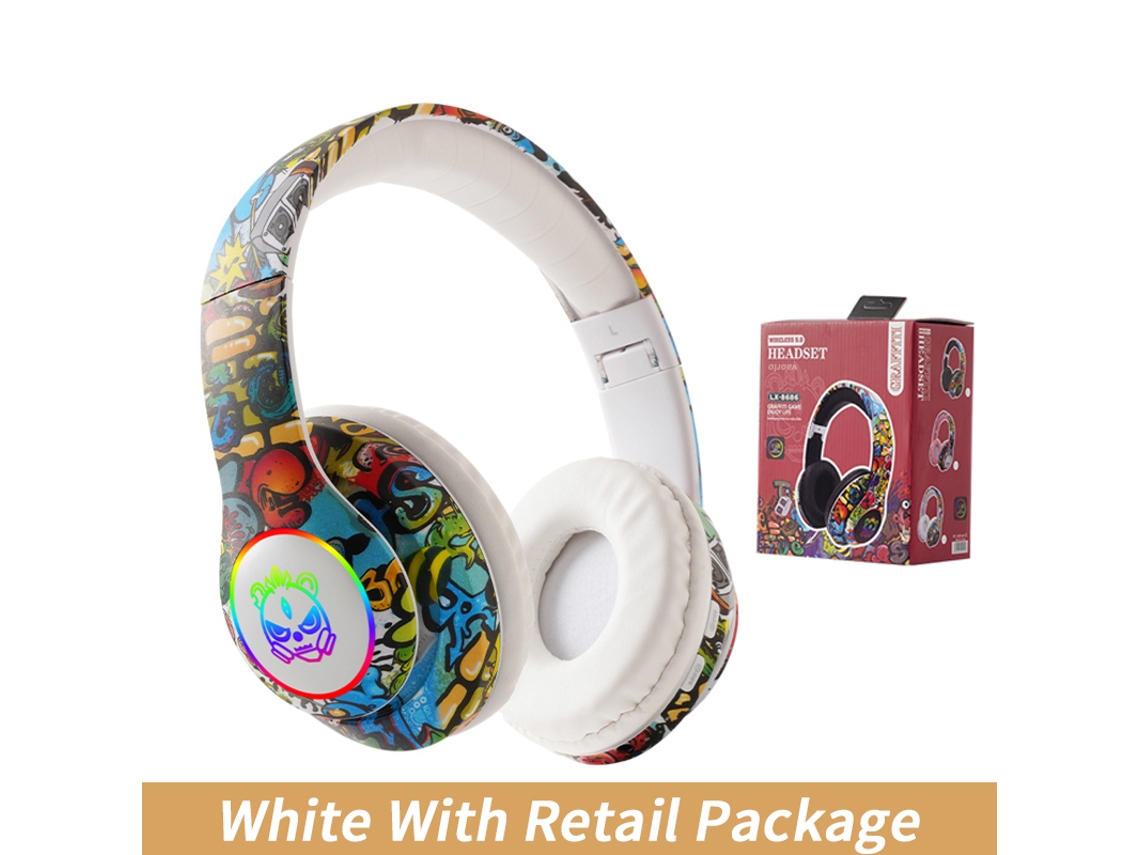 Auriculares Bluetooth Para Juegos (blancos), Con Cancelación De Ruido Y Diseño Plegable.