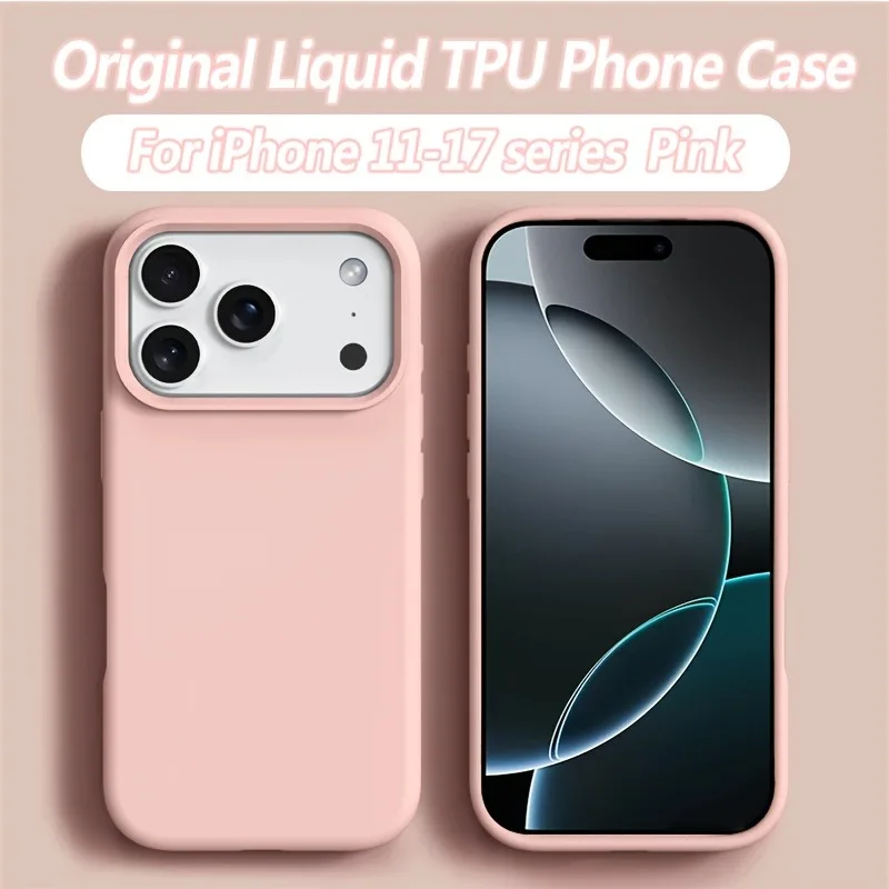 (iphone 16 Pro Rosa) Funda Protectora De Silicona Líquida A Prueba De Golpes Para Iphone, Cubierta Protectora Suave