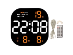 Reloj digital LED Baok con pantalla grande, USB 5V, control remoto, multifuncional, indicador de temperatura y luz naranja para sala de estar y oficina.