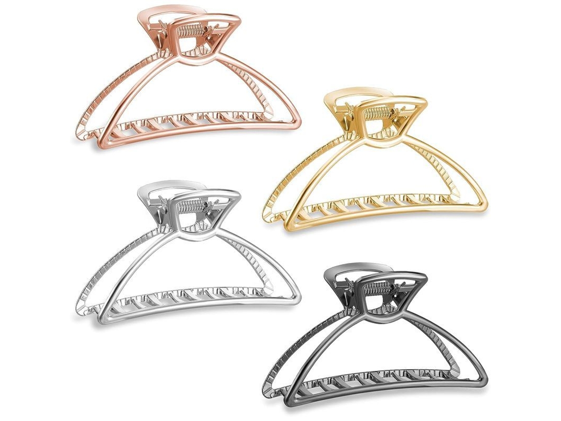 Linjou 4 Pinzas Para El Cabello Antideslizantes De Metal Hueco Para Mujeres Y Niñas, Cabello Fino O Grueso.