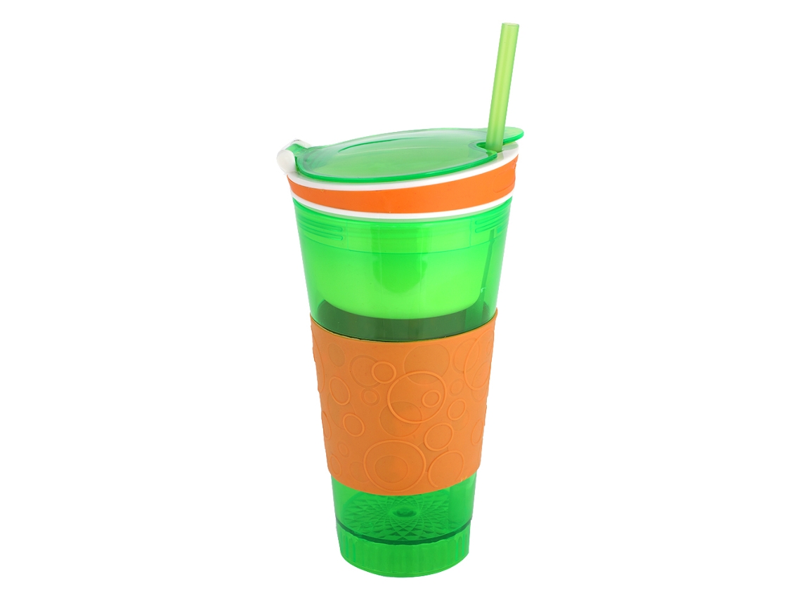 Taza de Viaje 2 en 1 para Bebidas y Meriendas, Tazas para Niños, Amarillo + Verde KOFIHETY