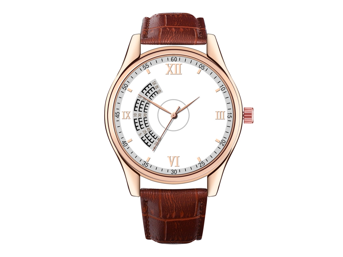 Reloj De Pulsera Analógico Informal De Cuero Para Hombre Con Esfera Redonda, Cuarzo, Blanco/marrón