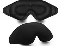 Antifaz para dormir 3D Contour: Bloquea el 99 % de la luz y no presiona los ojos. Correas ajustables para viajes y yoga. Color negro.