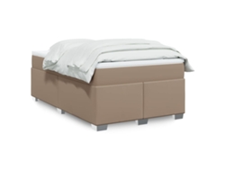 Cama Box Spring Con Colchón Cuero Sintético Capuchino 120x200cm