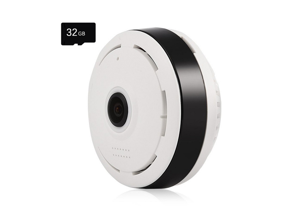 BISBISOUS V380Pro Cámara de Vigilancia con Tarjeta de Memoria 32G Conexión Wifi Panorámica 360 Compatible con Android/Iphone Blanco