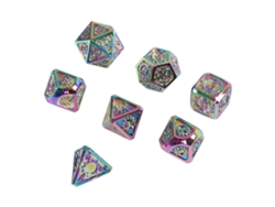 2026 Set De 7 Dados Metálicos Poliedros Con Engranaje, Números Claros, Kit De Dados Para Juegos Y Enseñanza De Matemáticas, Colorido