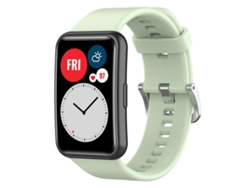 Bracelete Para Huawei Watch Fit New - Silicone - Fivela De Aço Prateada Verde