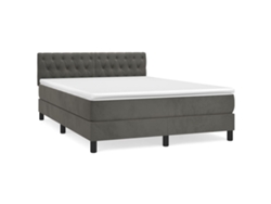 Maison Exclusive - Cama Box Spring Con Colchón Terciopelo Gris Oscuro 140x190 Cm