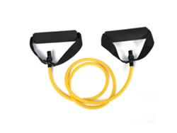 Banda De Resistencia Portátil De Látex Amarillo De 4,5 Kg Con Asas Para Entrenamiento De Fuerza Individual.