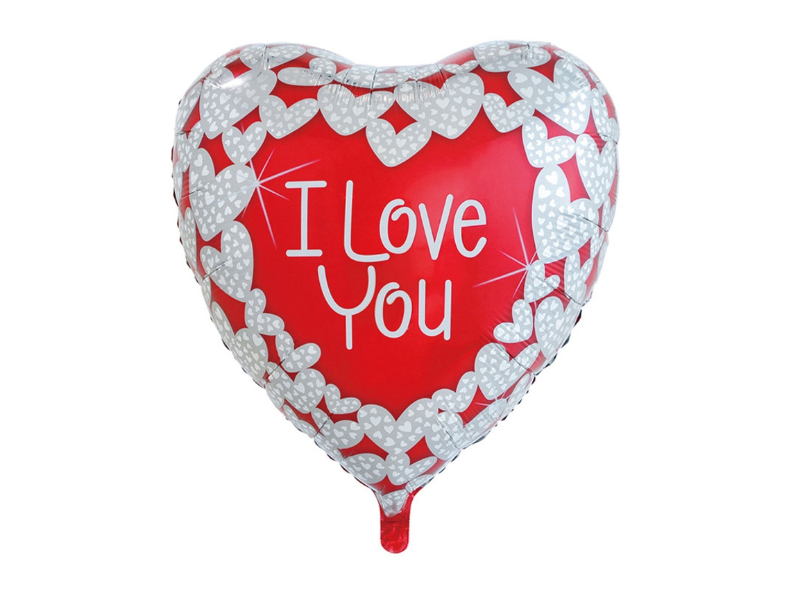 Globo WEFIESTA Alumínio Corazón Xl I Love You Rojo y Blanco