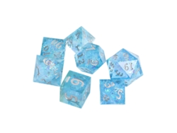 Ats-set De 7 Dados Poliédricos De Resina Transparente Azul Claro Con Números Platsa Para Juegos De Mesa Y Rol
