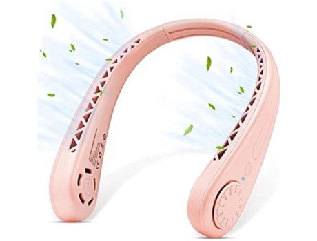 BISBISOUS Ventilador de cuello portátil recargable de 3 velocidades ventilador sin aspas manos libres rosa