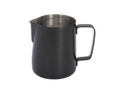 Jarra de acero inoxidable para espumar café, taza artística de 350 ml, color negro, para el hogar y la cafetería.