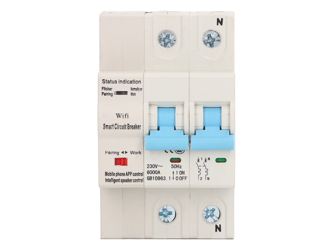 2026-interruptor De Circuito Inteligente Wifi 2p Din Rail Control Remoto Con Función De Retardo Temporal Ac230v 63a