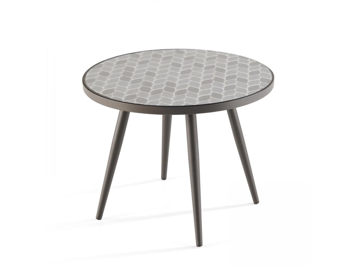 Mesa de centro redonda con motivo de palmeras Ø 45 cm