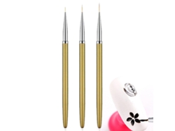 3 pinceles para uñas con revestimiento, pinceles para pintar con diseño de uñas en gel UV RNEMITERY