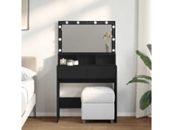 Tocador | Mesa De Vestidor Con Luces Led Negro 80x41x134,5 Cm
