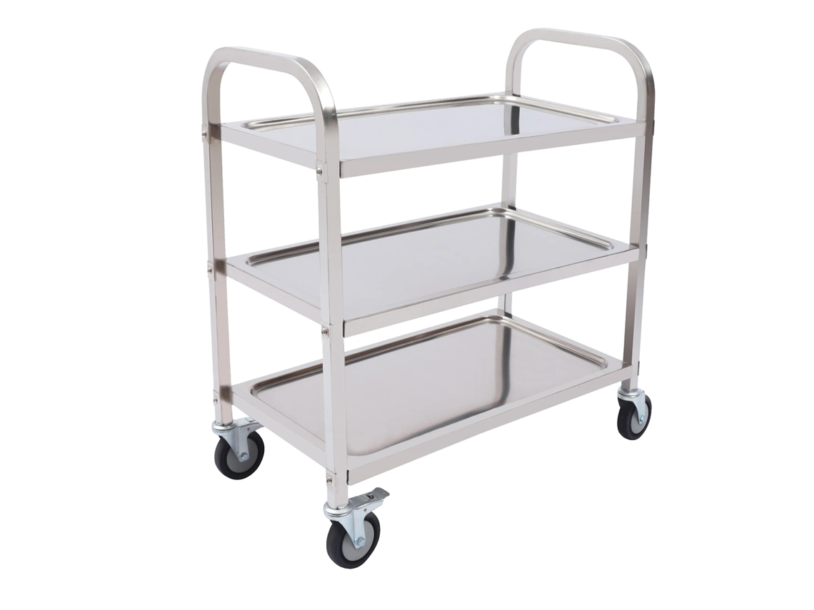Carrito de servicio, acero inoxidable, 3 niveles, 85 cm OEM