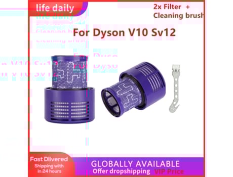 Filtro de 2 piezas adecuado para Dyson V10 Sv12, cepillo de filtro lavable, accesorios para aspiradoras, herramientas de limpieza del hogar