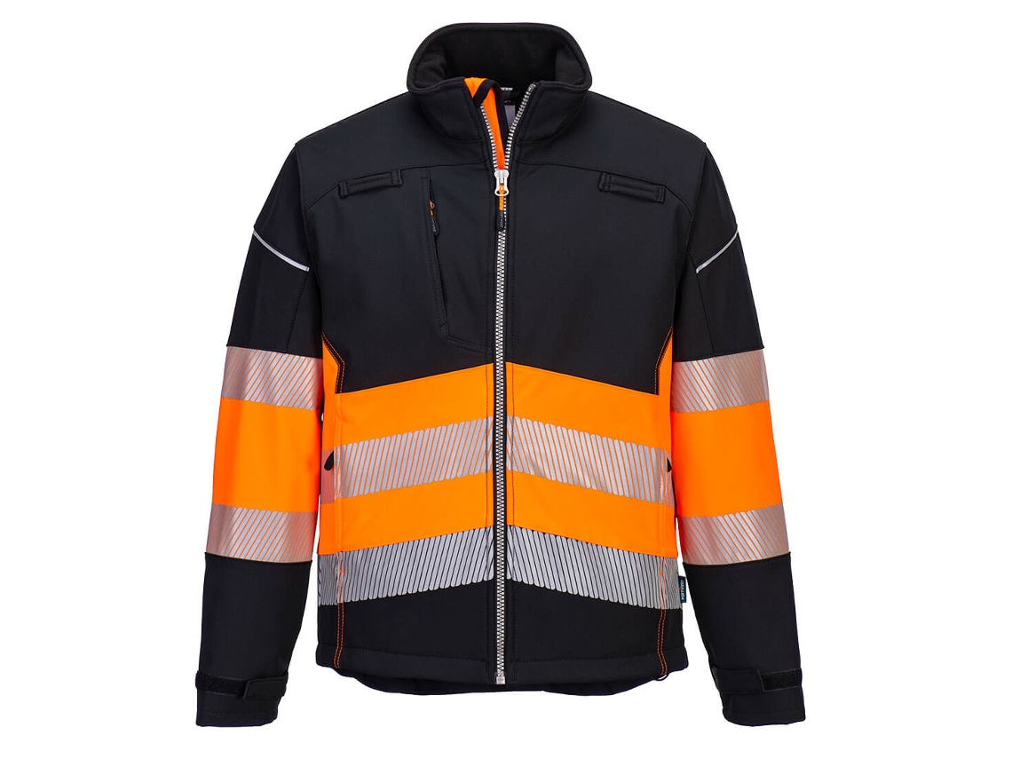 Softshell Pw3 De Alta Visibilidad, Clase 1 (3 Capas) Negro Naranja / Xxxl
