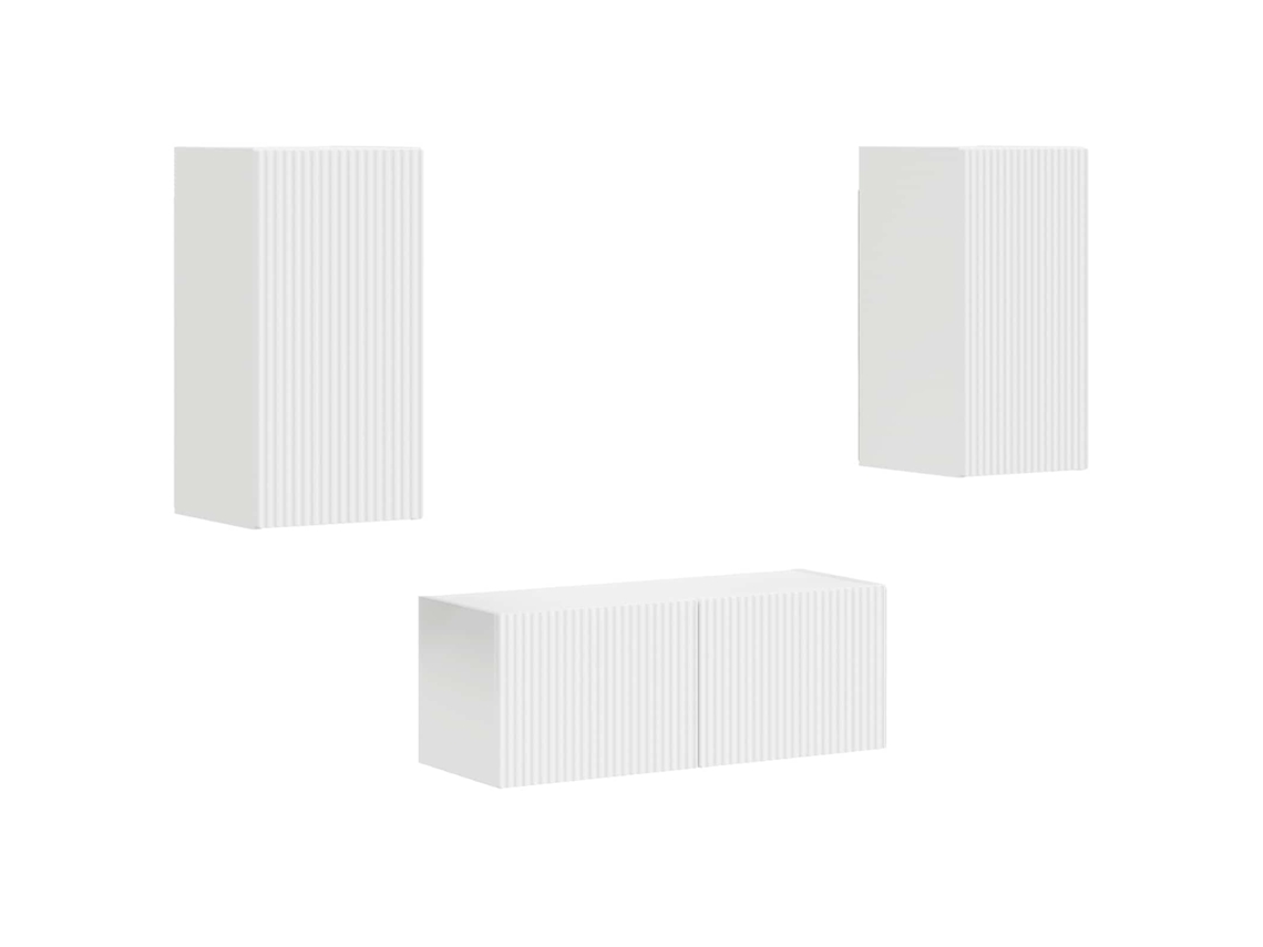 Conjunto de mueble para TV de 2 piezas, madera procesada blanca, EXCLUSIVO DE LA CASA