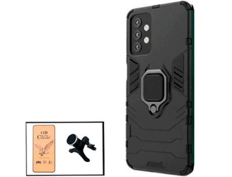 Kit Cristal Templado CeramicGlass Full Cover, Funda 3x1 Miltary Defender y Soporte Magnético de Coche Reforzado Samsung Galaxy A52s 5G PHONECARE Ne...