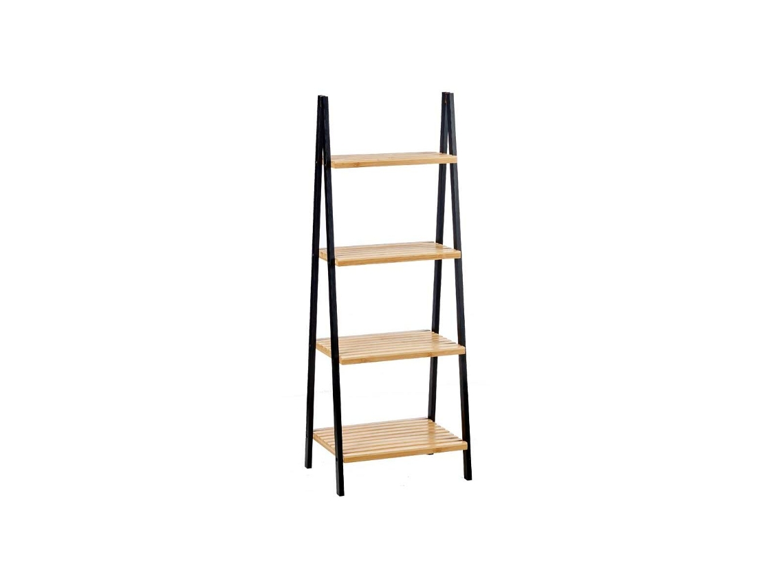 Estantería de Baño Negro Natural Bambú Madera de pino 40x109,3x30 cm