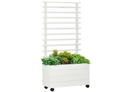 Macetero Con Ruedas, 76x30x155cm, Madera Blanca, Jardín