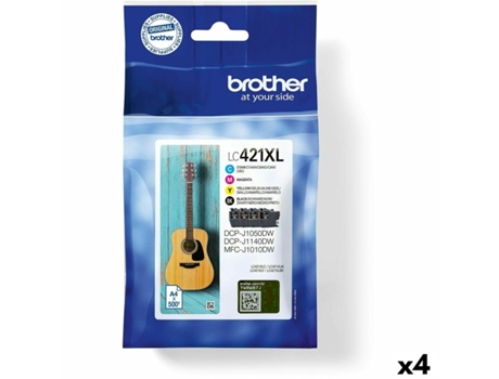 Cartucho de Tinta Original BROTHER LC421XL (Multicolor - Negro/Cian/Magenta/Amarillo - DCP-J1050DW - DCP-J1140DW - MFC-J1010DW)