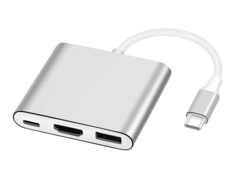 Adaptador USB-C a HDMI Convertidor AV multipuerto USB 3.1 tipo C a HDMI 4K con puerto USB 3.0 Adaptador HDMI para Mac Blanco