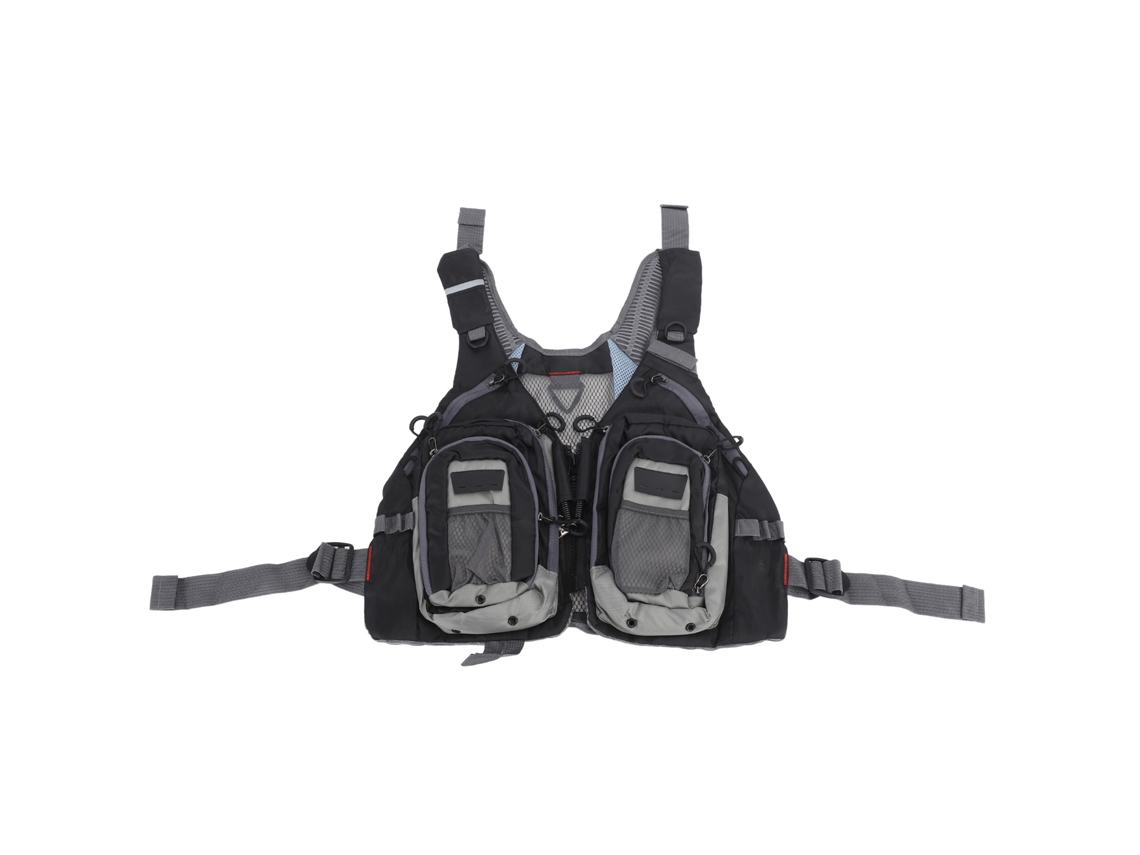 Chaleco de pesca Anub con múltiples bolsillos, cómodo, transpirable, ajustable con franjas reflectantes, para hombre y mujer, color negro.