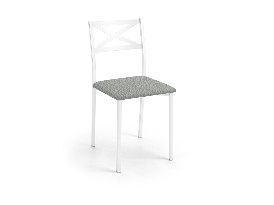 Cadeira de Cozinha Blanca Bilbao 38x86x47cm Couro Sintético Prateado FANMUEBLES