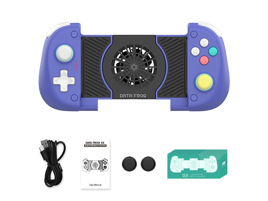 Mando de juegos extensible Data Frog X3 negro con cables y Bluetooth, compatible con teléfonos móviles de 3,94 a 6,89 pulgadas.