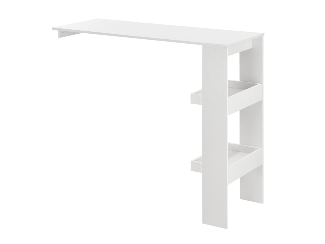 Mesa de Bar Bromölla mural con 2 estantes aglomerado 120 x 45 x 106 cm Blanco [EN.CASA]