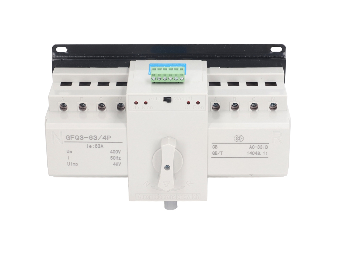 Mini interruptor de transferencia automático de doble potencia, 2 modos de control, 63 A, CA 400 V, alta conductividad