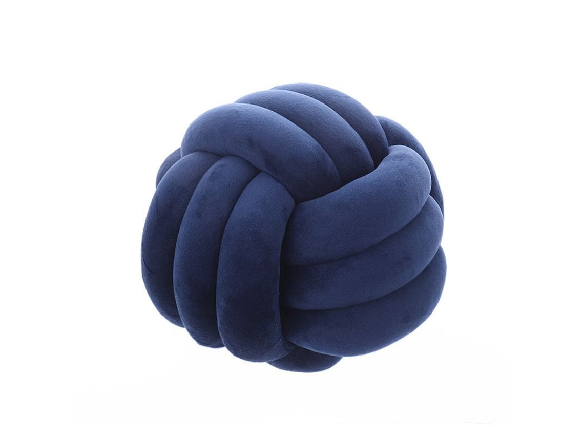 Rebe-almohada Redonda Nudo Suave Decorativa Hogar Tela Plush Relleno Algodón Pp 20x20cm Azul Marino