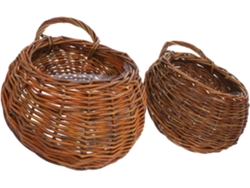 Cesta Colgante De Pared De Ratán Tejido De 2 Piezas, Para Flores.