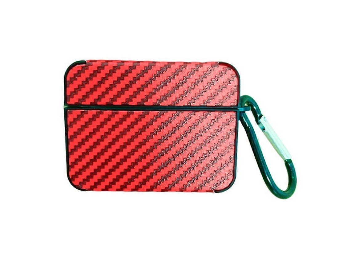 Estuche cuadrado para auriculares de piel sintética con fibra de carbono y gancho. GIECY
