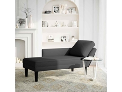 Chaise longue con cojín/apoyabrazos derecho terciopelo negro Wsd844678 Adorável Casa