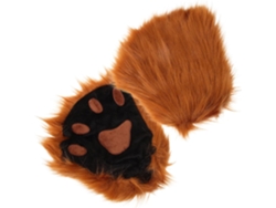 Manoplas De Cosplay Sin Dedos Con Estampado De Huellas De Gato En Felpa Negra Y Beige, Manoplas Cálidas.