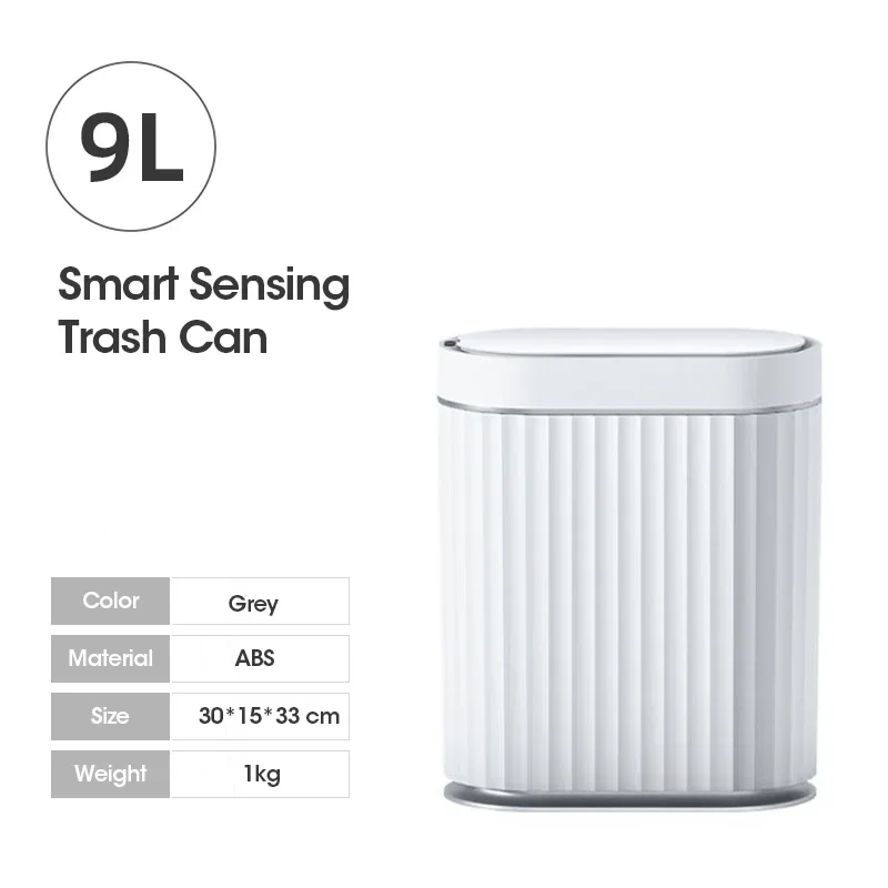 Papelera inteligente (gris, 9L, con carga USB)