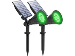 2026-luzes Solares Exteriores Verdes, 4 Leds Impermeáveis Ip65, 2 Peças, 200 Lúmens, 2 Modos, Ajustáveis 270°