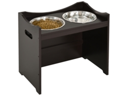 Comedero Elevado Para Perros Con Altura Ajustable, Soporte Estable, 2 Cuencos Inox 2 L, Alimentación Lenta, Apto Para Todas Las Razas, Color Café