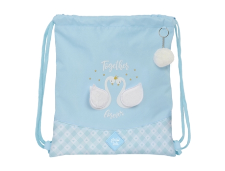 Bolsa Mochila con Cuerdas GLOW LAB Cisnes Azul 35 x 40 x 1 cm