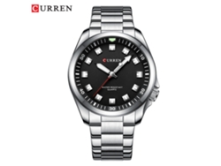 Reloj De Cuarzo Resistente Al Agua (plateado Y Negro), Reloj De Estilo Ejecutivo Para Hombre Con Corona Inclinada Y Correa De Acero Inoxidable.